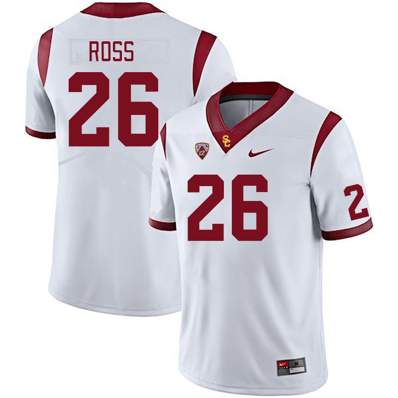 Men #26 Fabian Ross USC Trojans College Football Jerseys Stitched Sale-White